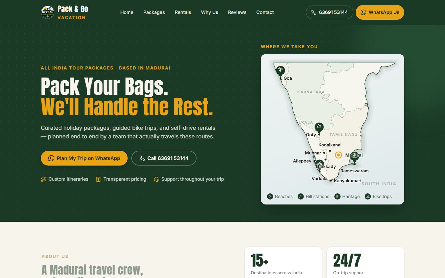 The Pack & Go Vacation homepage